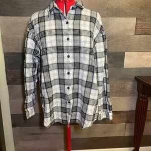 Lemon Grass Women's szXL, Gray, Black, White, Button Shirt, Long Sleeves Size XL